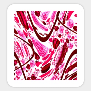 red and white textile floral design Sticker